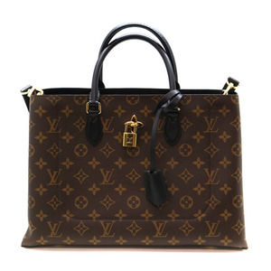Louis Vuitton Flower Monogram Shoulder Tote canvas Bag Brown